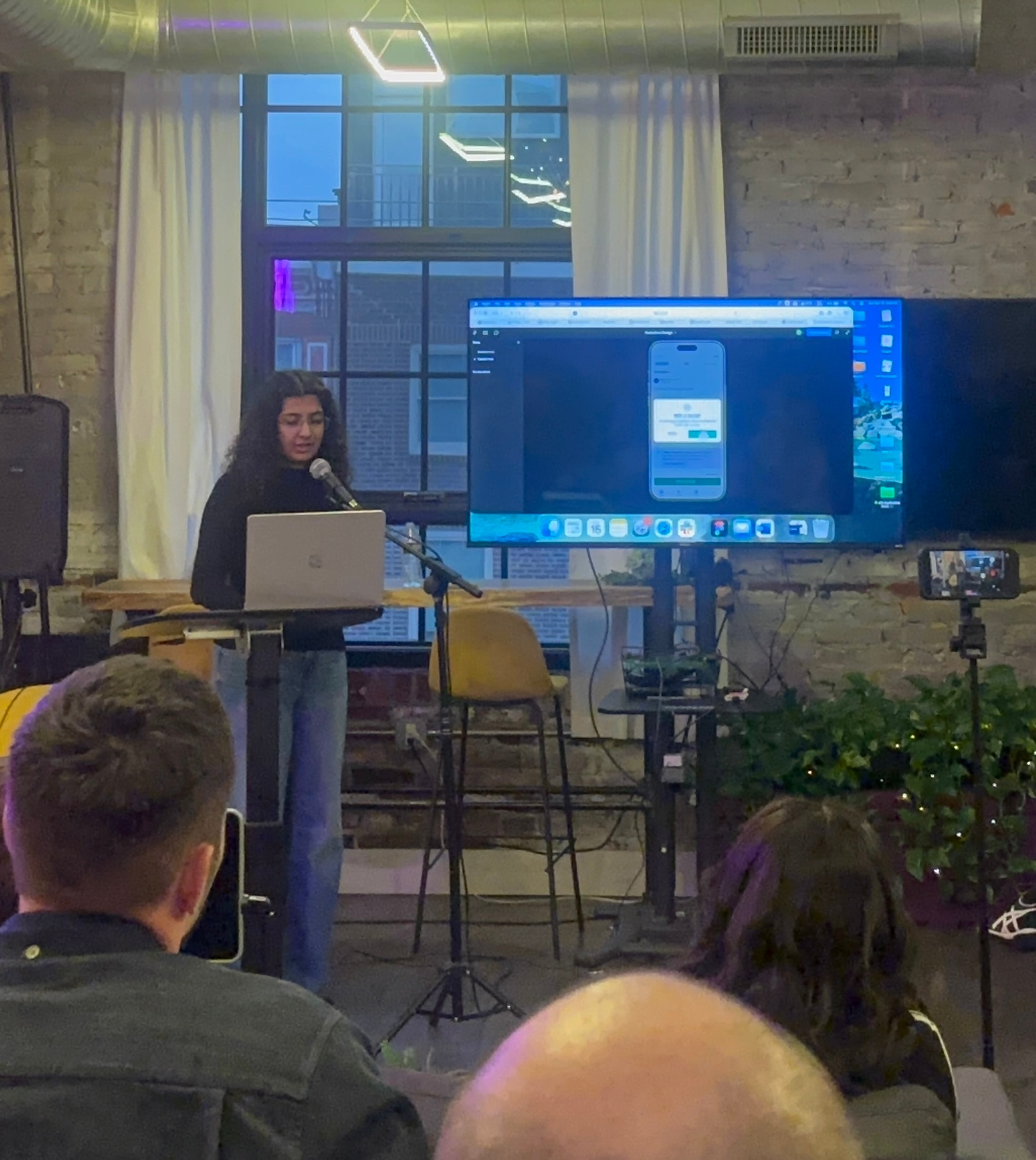 Sweta presenting at a design event