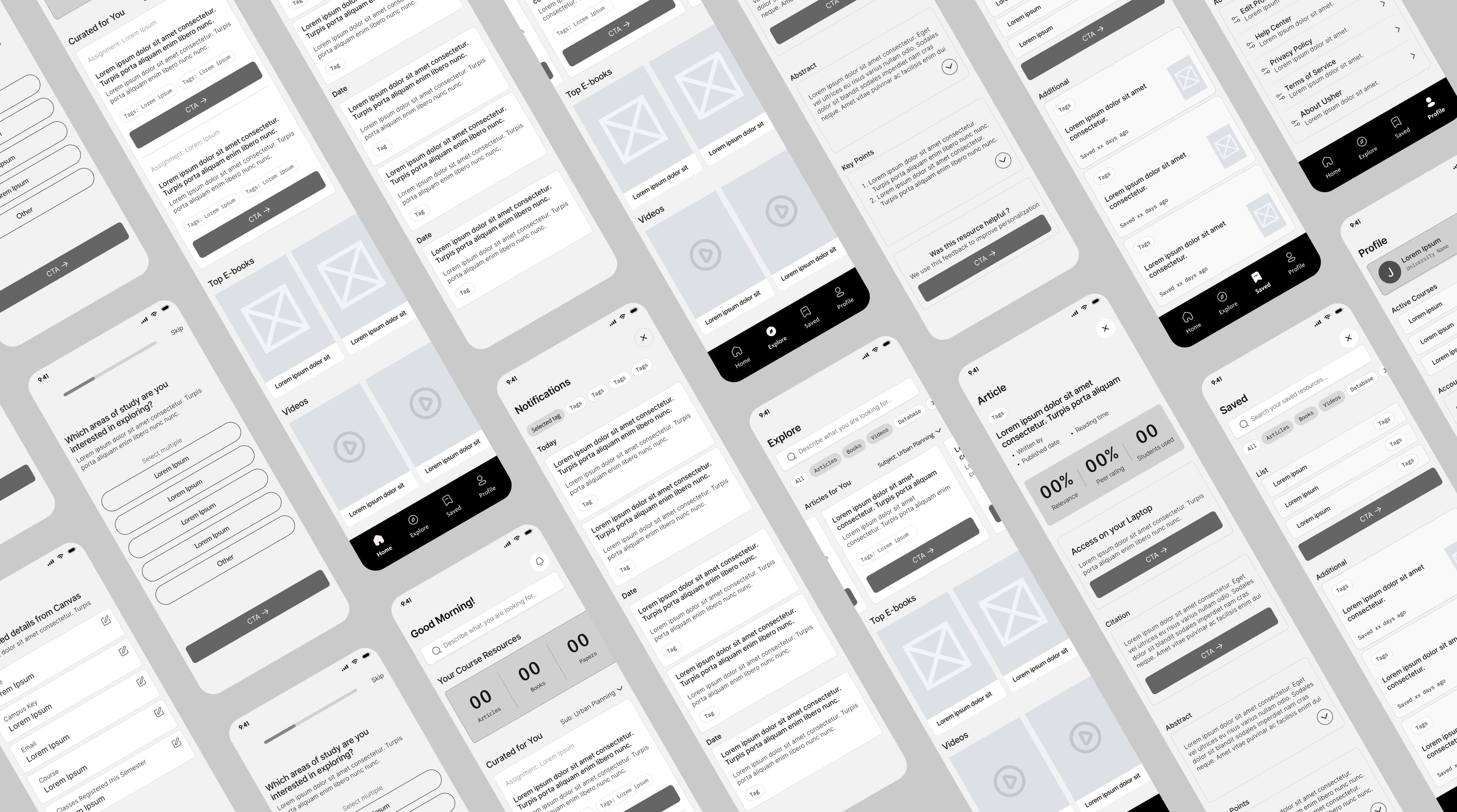 Usher lo-fi wireframes