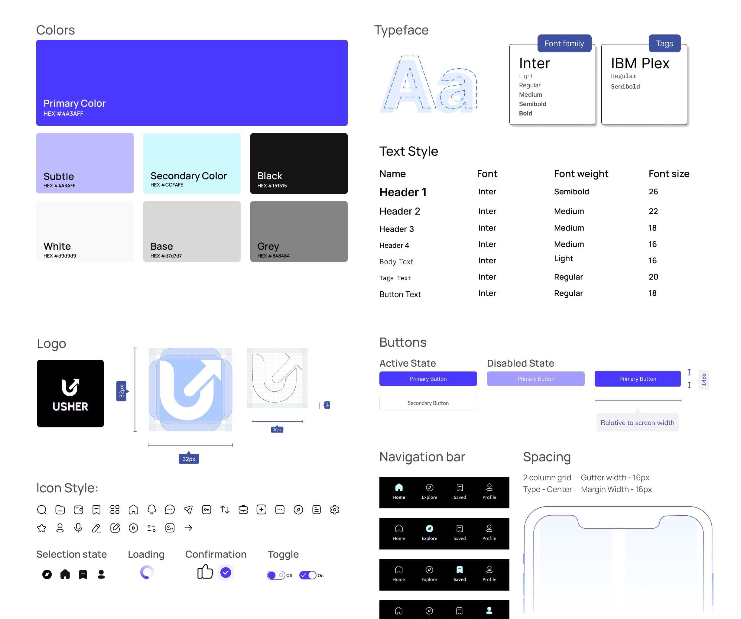 Usher UI kit and components