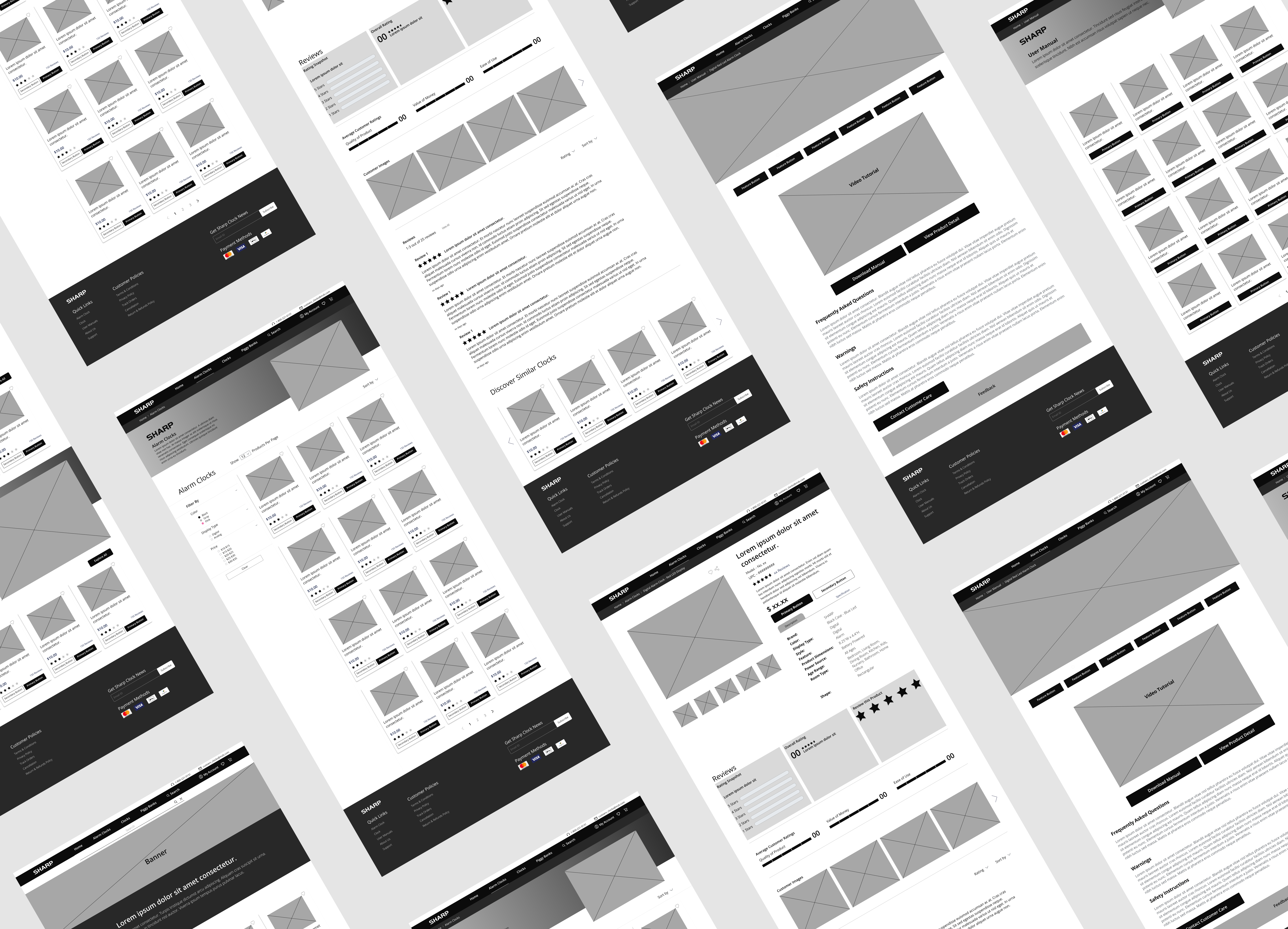 Sharp lo-fi wireframes